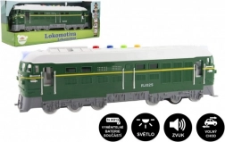 Kunststof locomotief op batterijen met geluid en licht 35 cm – Groen