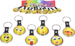 Sleutelhanger met smiley – glinsterende dubbelzijdige hanger 4 cm
