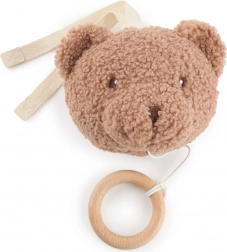 Hangend muzikaal speelgoed beertje Mika met houten ring