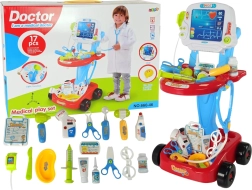 Dokterswagen met tafeltje en ECG, 17-delige kinderset