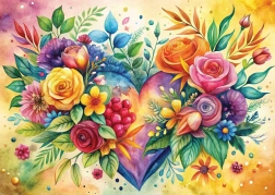 Puzzel bloemenhart 1000 stukjes