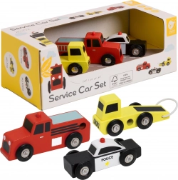 Classic World houten autootjes Politie Brandweer Takelwagen set 3 stuks