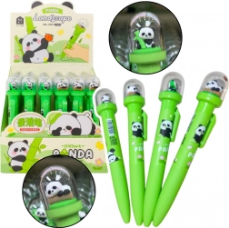 Gelpen met panda in koepel, blauwe inkt 0,5 mm