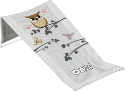 Textielen badstoeltje voor babybadje Wijze uil, grijs