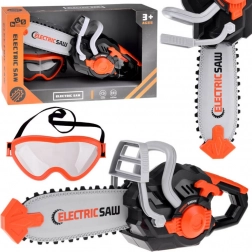 kinder elektrische kettingzaag met geluid en bewegende ketting + veiligheidsbril
