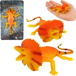 Realistische rekbare rubberen figuur van een kraaghagedis 19 cm