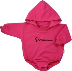 Baby-jerseybody met capuchon Koala Dreamer, donkerroze