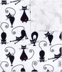 Waterdicht flanellen onderlegger voor baby NEW BABY wit met zwarte kat