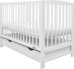 Kinderbedje New Baby Lilly met schuifzijkant en lade wit