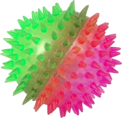 Transparante bal met spikes 8,5 cm met tweekleurig licht