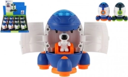 Space shuttle met kosmonaut en inertievoertuig