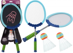 Set van 2 badmintonrackets Shuttlecocks Badminton Blauw