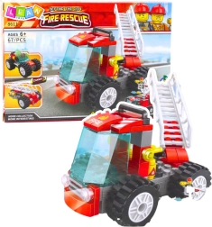 Bouwset brandweerauto met ladder, 67 stukjes