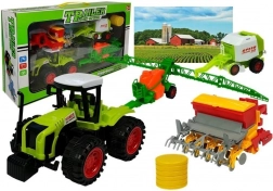 Leuk boerenset met tractor, sproeier en pers