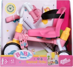 Baby Born driewieler met duwstang en veiligheidsgordels