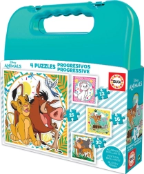 Puzzel in koffertje Disney dieren 4-in-1