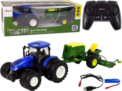 leuke RC-tractor met balenpers schaal 1:24 blauw