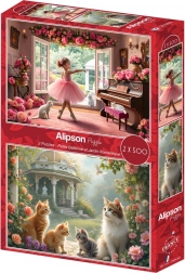 Alipson puzzel Kleine ballerina en romantische tuin 2×500 stukjes
