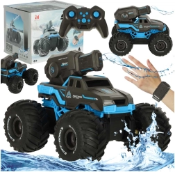 Waterbestendige RC-amfibieauto met waterkanon en gebarenbesturing
