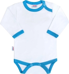 Babyromper met lange mouwen en blauw-turquoise boord