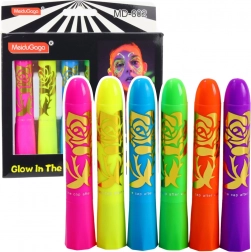 Neon set voor gezichtsschilderen UV fluorescerende markers 6 stuks