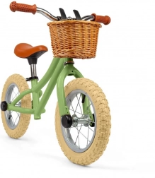 Balance loopfiets BIGJIGS TOYS groen met rieten mandje