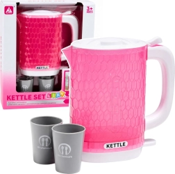 Kinderwaterkoker met licht- en kookgeluiden met bekertjes, roze