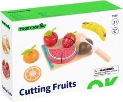 Houten set voor het snijden van fruit en groenten voor kinderen