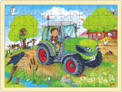 Goki houten puzzel tractor 96 stukjes