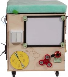 3-in-1 Montessori manipulatieve kubus / taboeret met zitje en wieltjes