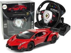 Op afstand bestuurbare Lamborghini Veneno Rood 2.4G Stuurwiel Geluid Lichten 1:24