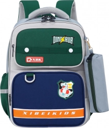 Schoolrugzak met dinosaurusmotief en etui grijs 16L