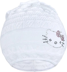 Gebreid muts-sjaaltje New Baby poesje wit 104 (3–4 jaar)