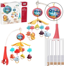 Baby-mobiel voor boven het ledikant met projector en afstandsbediening – rood