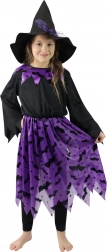 Kinderkostuum heks met hoed en vleermuizen