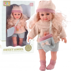 Pop Sweet Angel in gebreid truitje met handtas en muts 36 cm