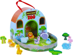 Mijn houten dierentuin in een koffertje