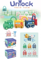 Educatieve trein met wagons en sloten