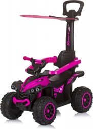 CHIPOLINO kinderloopvoertuig vierwieler met zonnekap en duwstang, roze