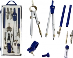 Set geometrische passers met organizer, 9 stuks