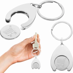 Metalen sleutelhanger 2-in-1 met winkelwagenmuntje
