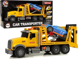 Gele takelwagen met oprijplaat met licht en geluid