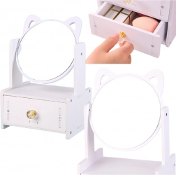 Mini kaptafel met spiegel en lade met handgrepen