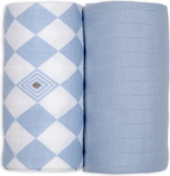 Lodger swaddler van biologisch katoen 110 × 110 cm, blue fogg - 2 stuks