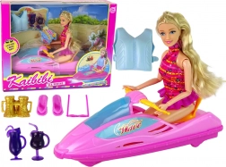 Poppen set met roze waterscooter