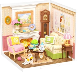 Miniatuurhuisje Theetijd – DIY 3D houten bouwpakket met LED