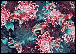 Puzzel Secret Garden: Koi karpers en chrysanten 1000 stukjes