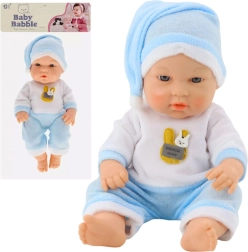 Stoffen babypop in blauwe pyjama 30 cm