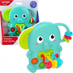 Sensorisch rammelaar olifant groen met beweegbare elementen