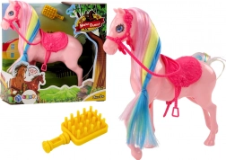 Paardfiguur met Kleurrijke Manen en Roze Zadel